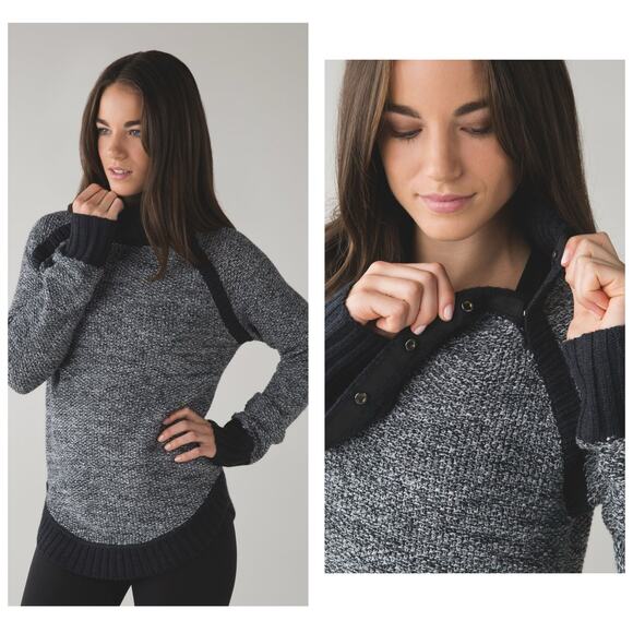 Lululemon Passage To Prana Sweater Merino Wool Pullover Snap Collar - Picture 1 of 11